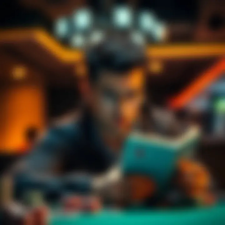 Engaged in Poker Strategy Learning A focused individual reading a poker strategy book