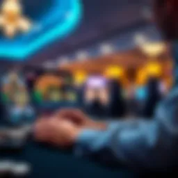 A person engaging with a laptop displaying an online casino interface