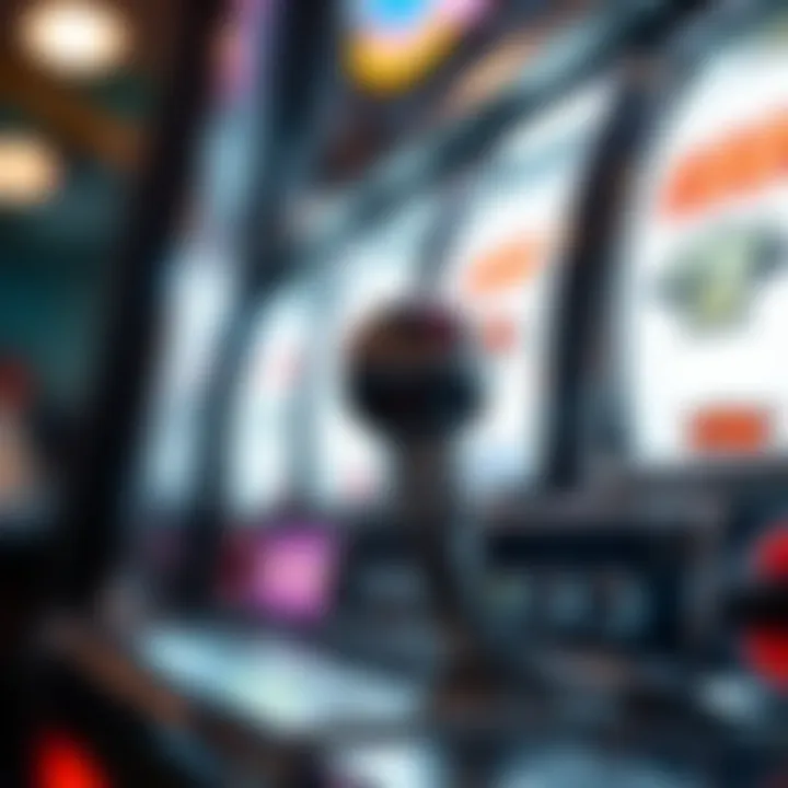 Close-up of a classic slot machine lever