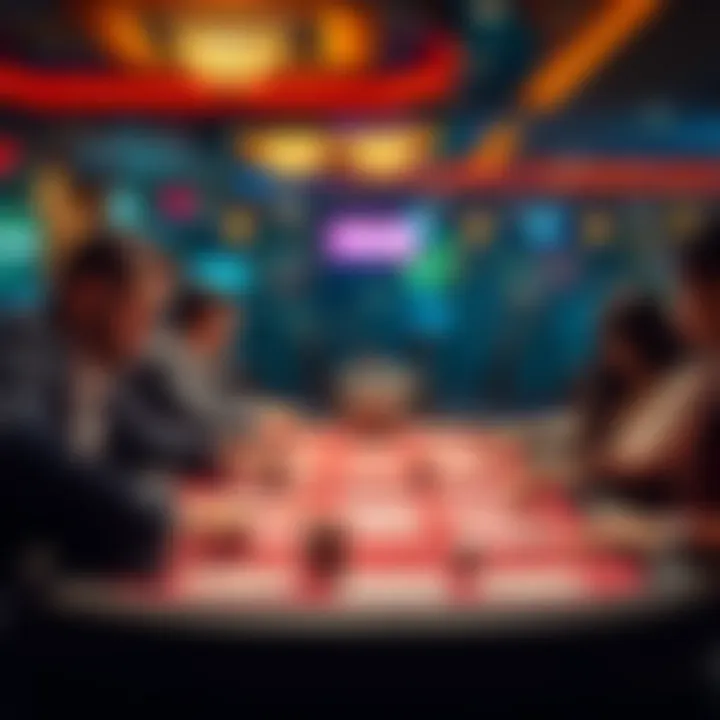 Strategic Gameplay at VegasNight Casino Players engaged in a strategic card game at a casino table