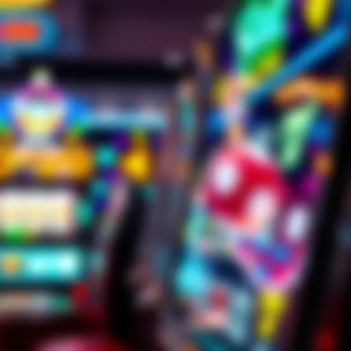 The Thrill of Slot Machines at VegasNight A close-up view of a slot machine with colorful graphics and spinning reels